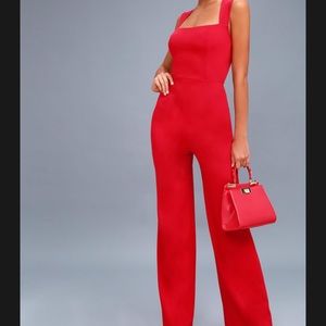 NWT Lulus Enticing Endeavors Red Jumpsuit